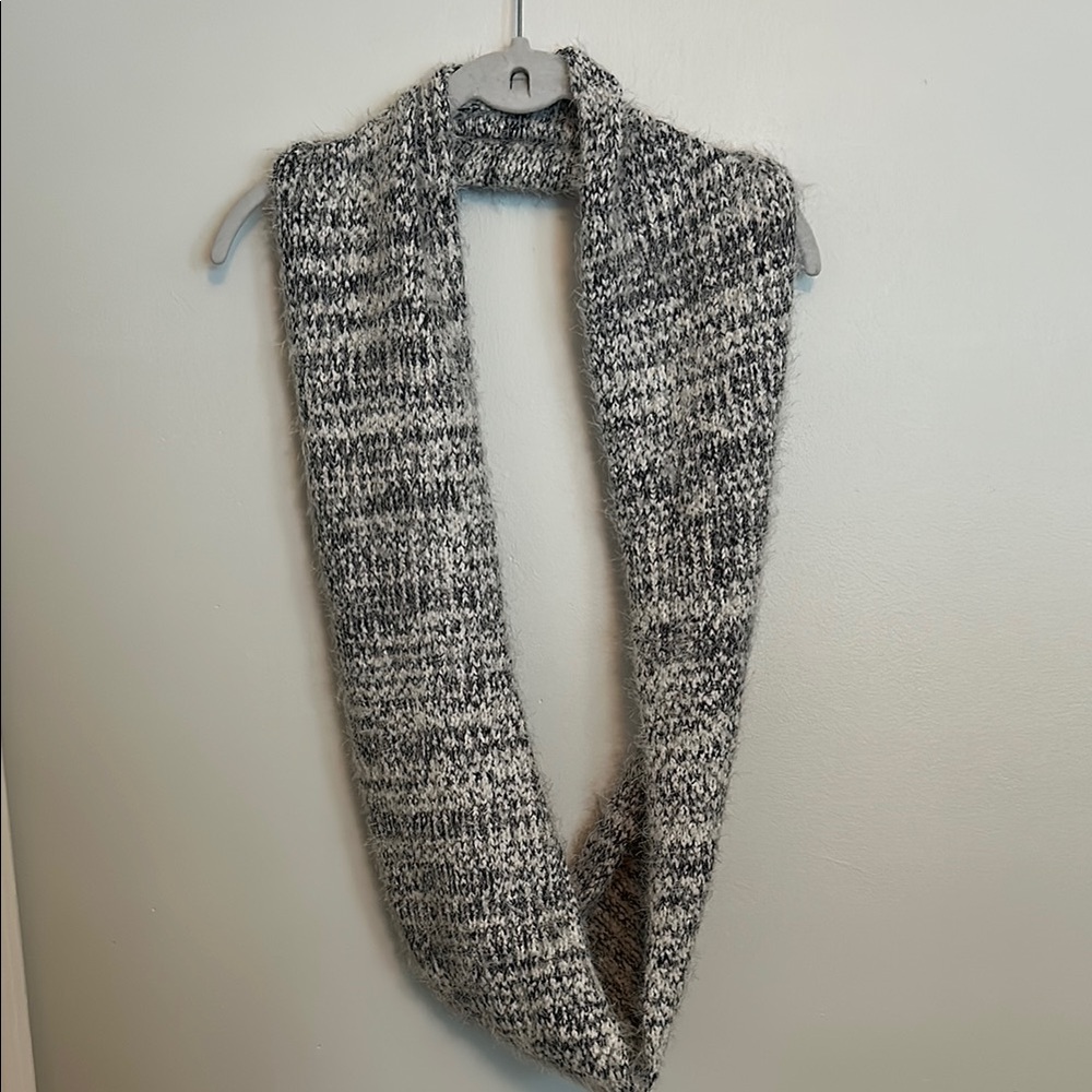 Cozy Navy and White Knit Infinity Scarf